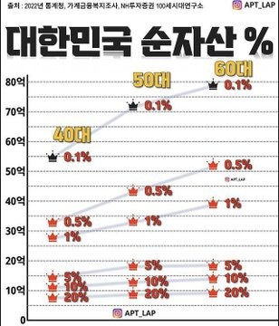 대한민국 연령대별 순 자산 대비 비중