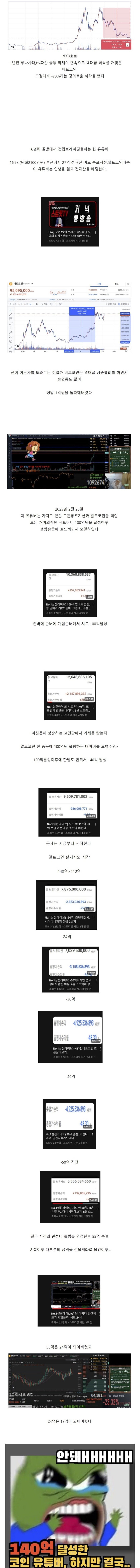 코인으로 140억 벌었다는 유튜버 투자 대참사