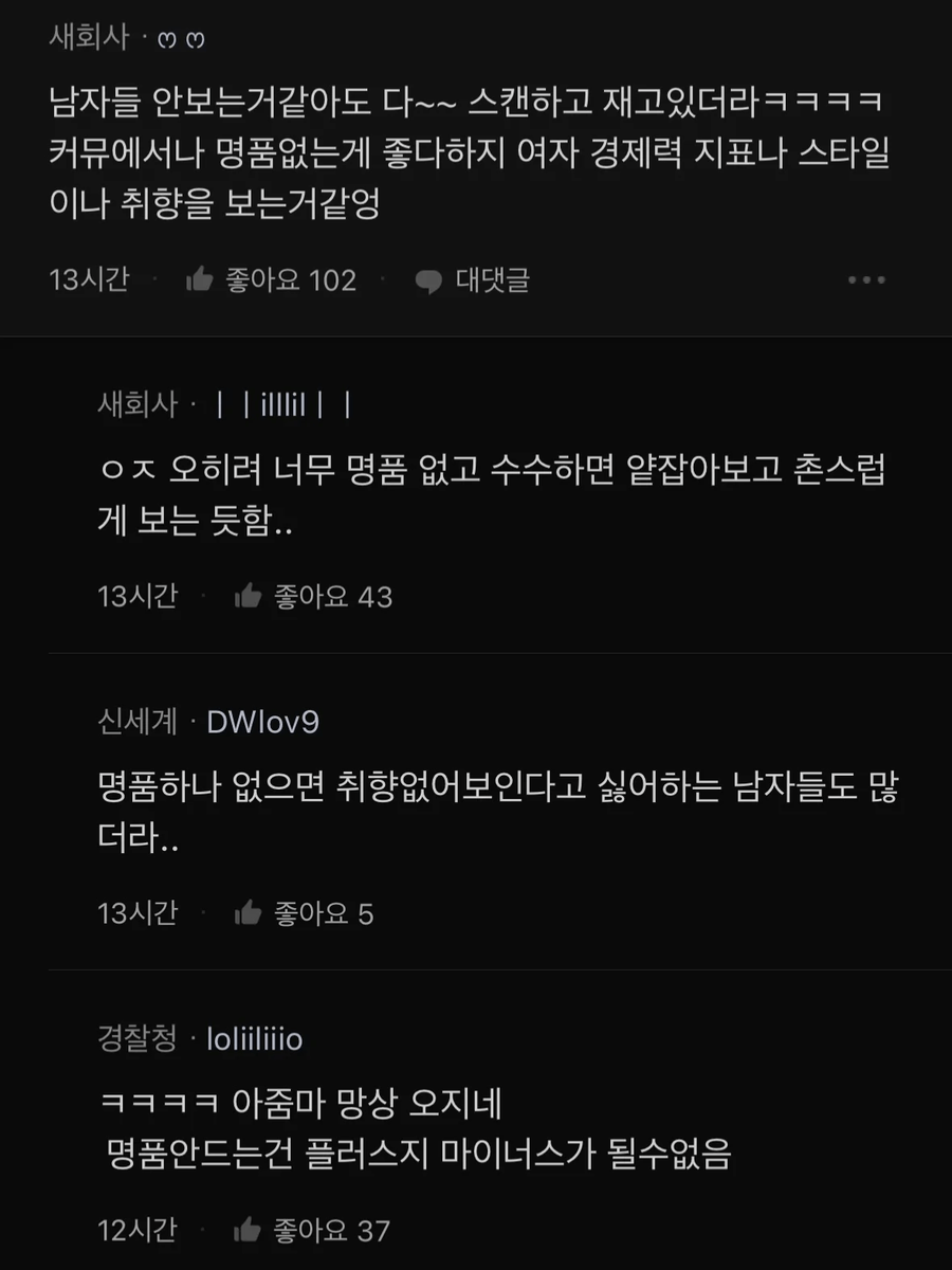 명품에 대한 한국 여성들의 망상